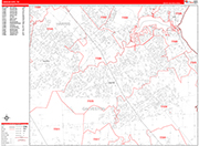 League City  Wall Map Red Line Style
